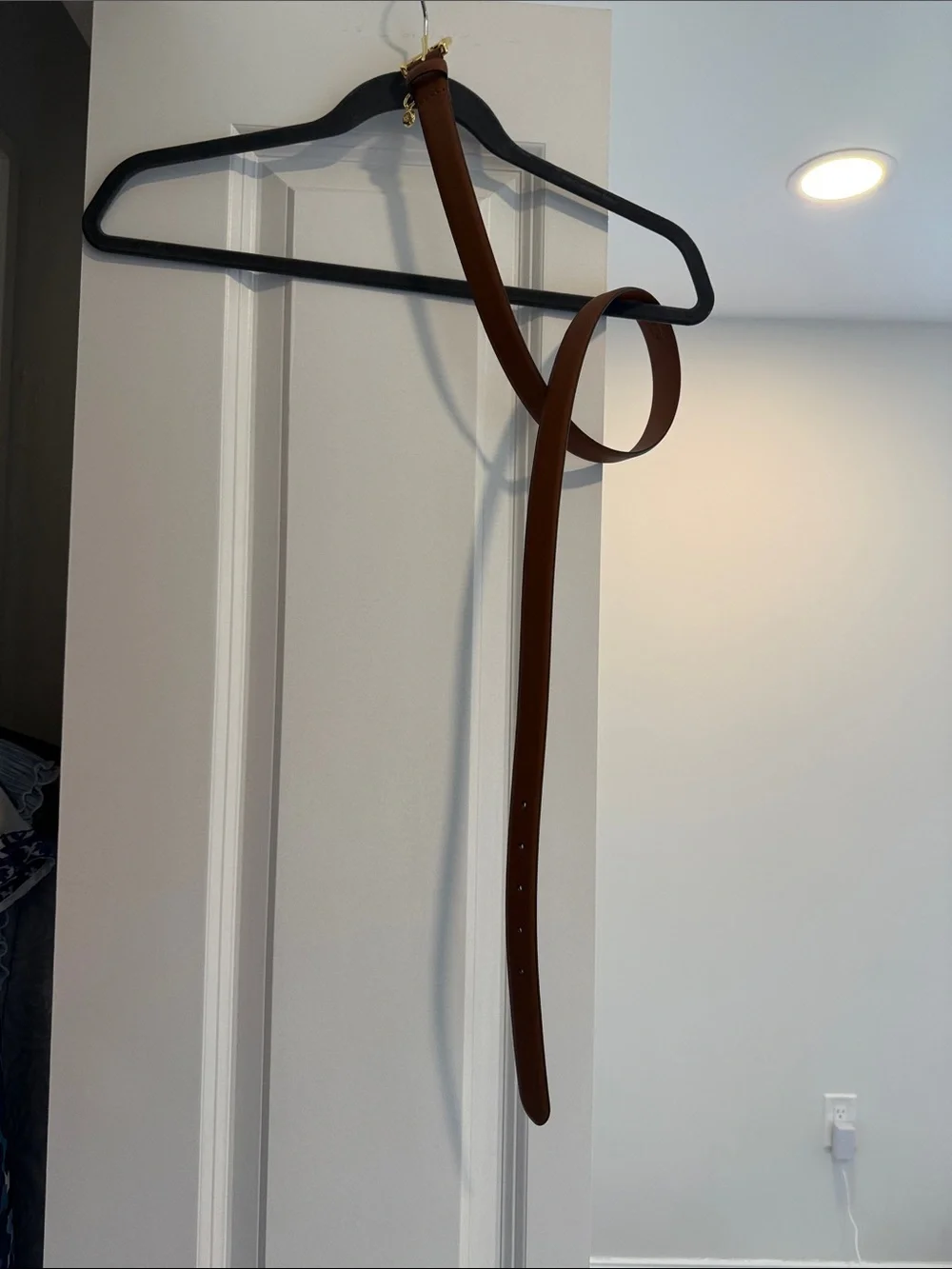Ralph Lauren Chestnut Saffiano Leather Belt with Gold Hardware